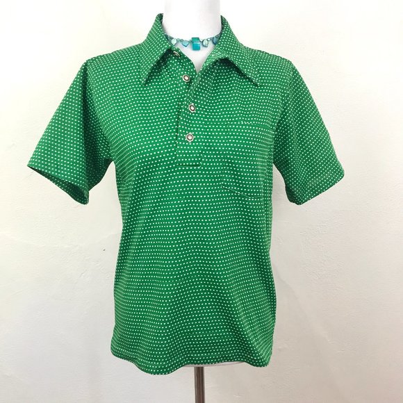 Vintage 1970s Polka Dot Golf Disco Unisex Shirt - Picture 1 of 7